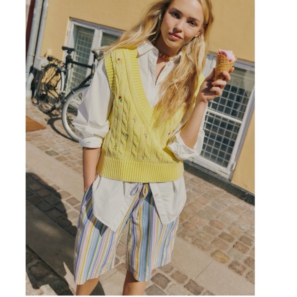 Free People Saylor Poplin Striped Shorts NWT M